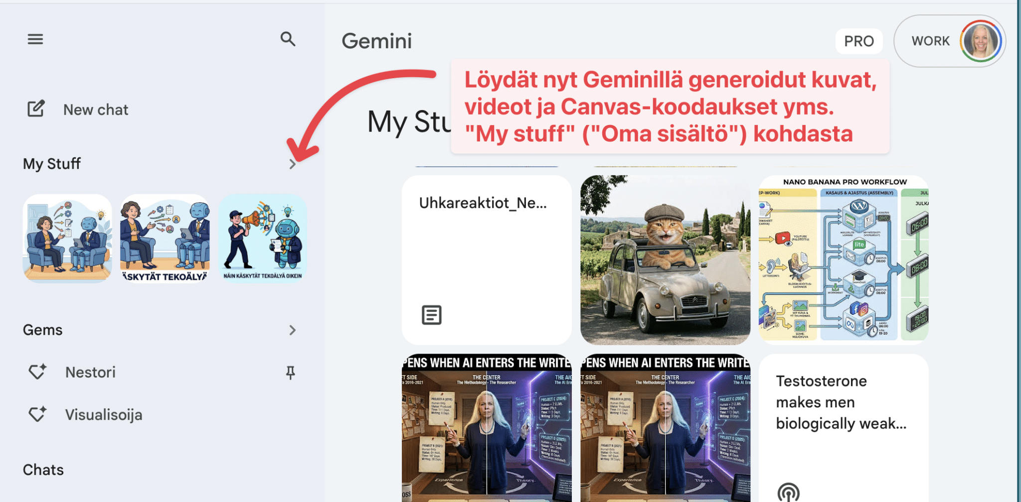 Nyt löydät generoidut kuvasi yms. helpommin Geministä (+ parannat niiden laatua)